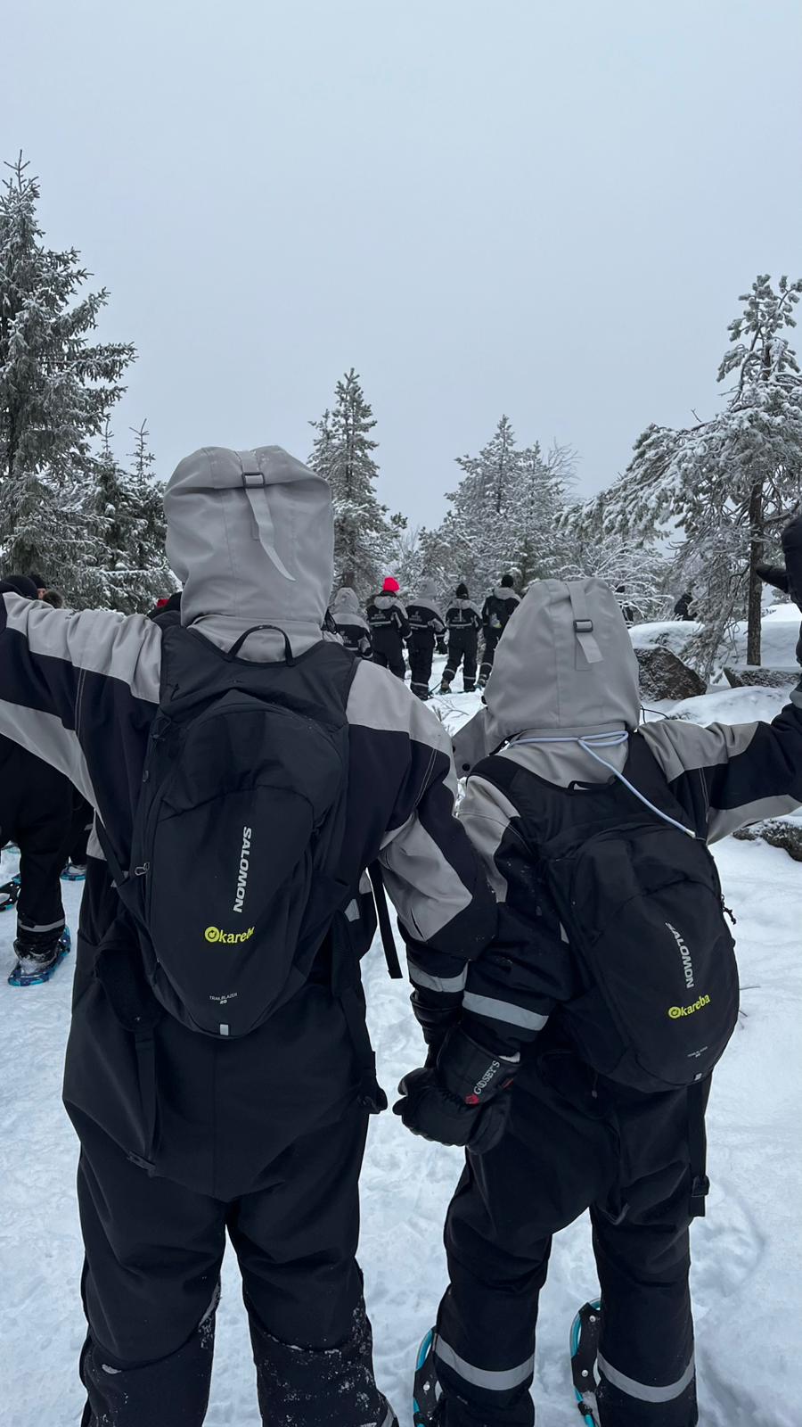viajeros explorando la naturaleza invernal de finlandia